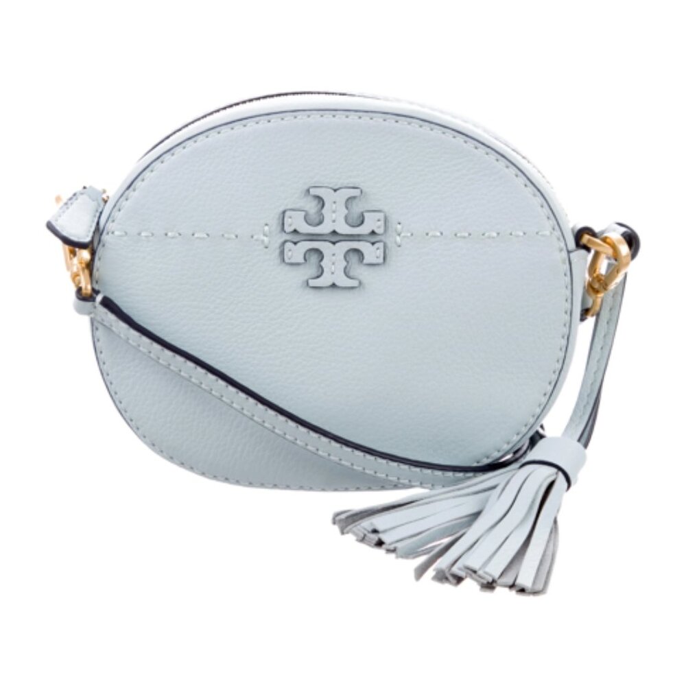 Tory Burch McGraw Leather Round Crossbody / Like New / Light Blue